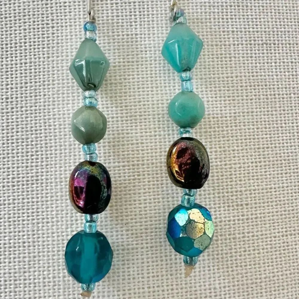 Long blue beaded earrings